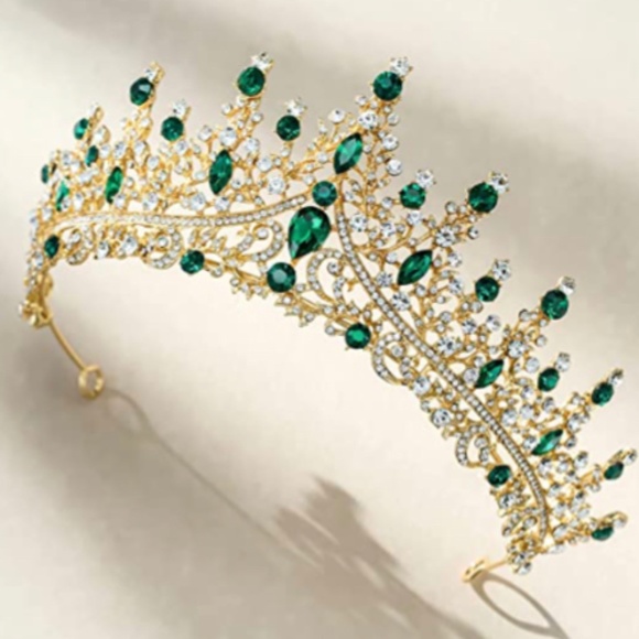 Green Gold Tiara Crown - Picture 1 of 8
